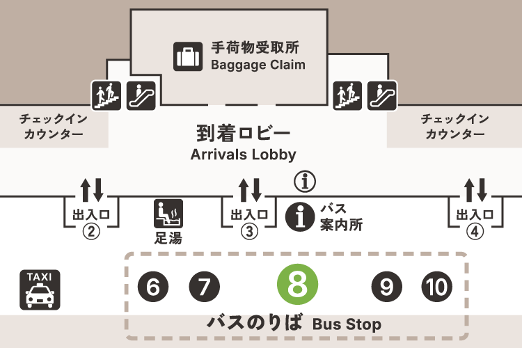 Map of bus stops at Kagoshima Airport